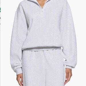 SKIMS Light Gray Half-Zip Sweatshirt